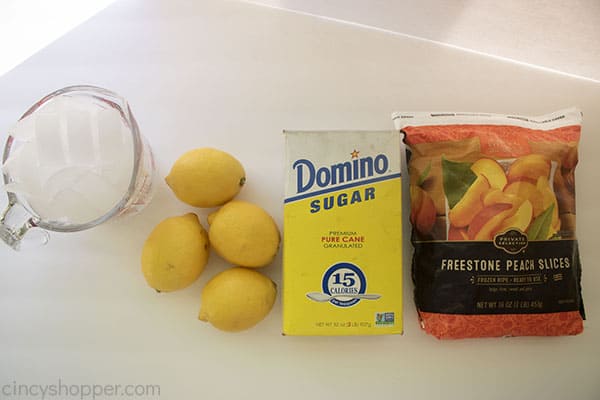 Ingredients for Peach lemonade frozen