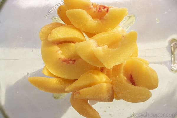 Frozen peaches added to blender