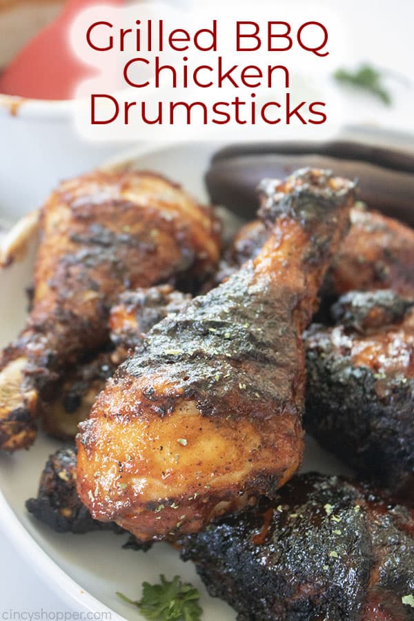 Text on image Grilled BBQ Chicken Drumsticks