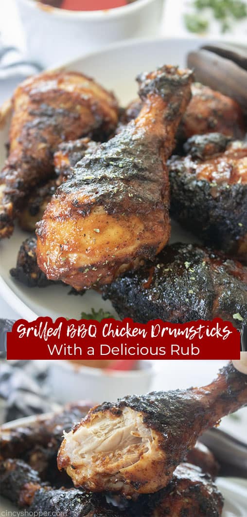 Long pin collage Grilled BBQ Chicken Drumsticks with a Delicious Rub