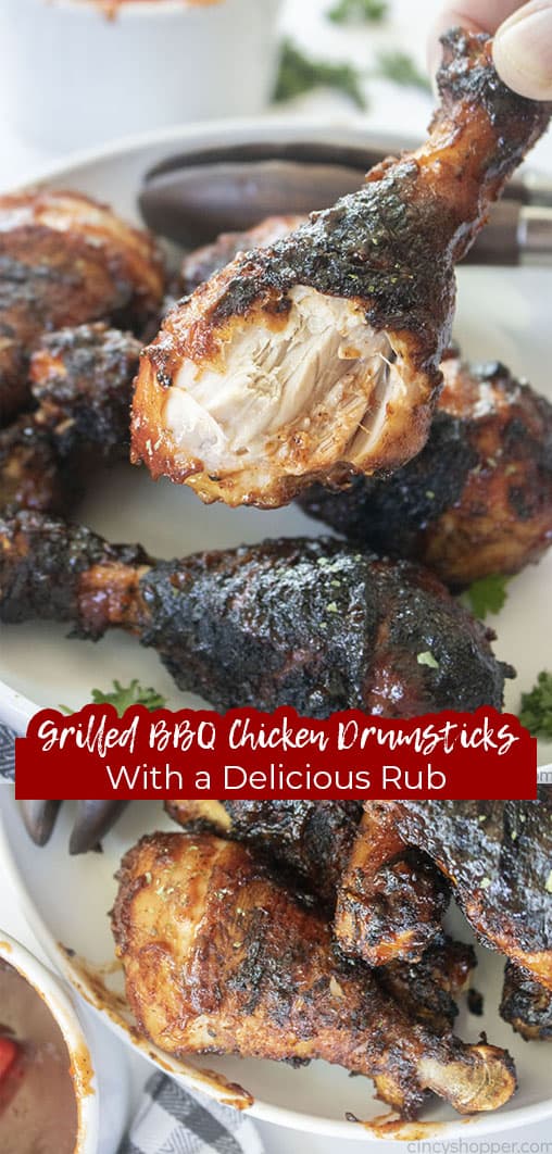 Long pin collage Grilled BBQ Chicken Drumsticks with a Delicious Rub