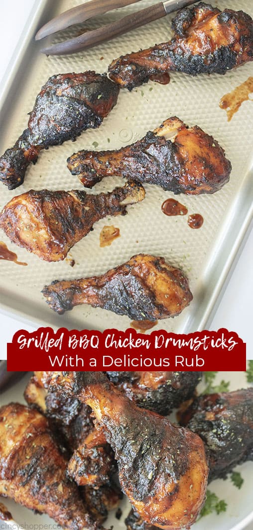 Long pin collage Grilled BBQ Chicken Drumsticks with a Delicious Rub