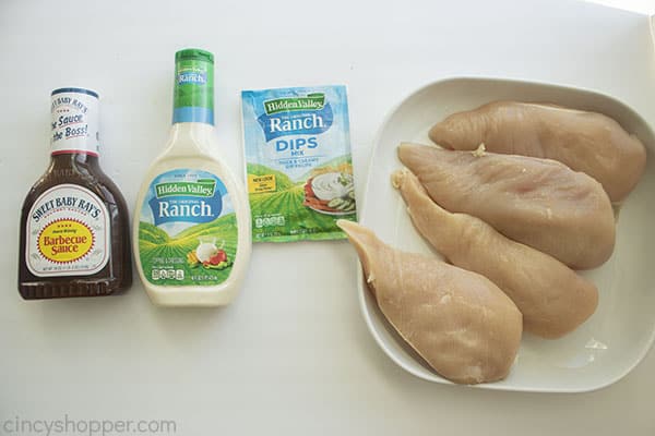 Ingredients for grilled chicken with ranch and barbeque