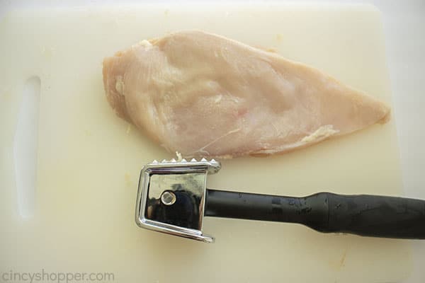 Pounding chicken breast thin