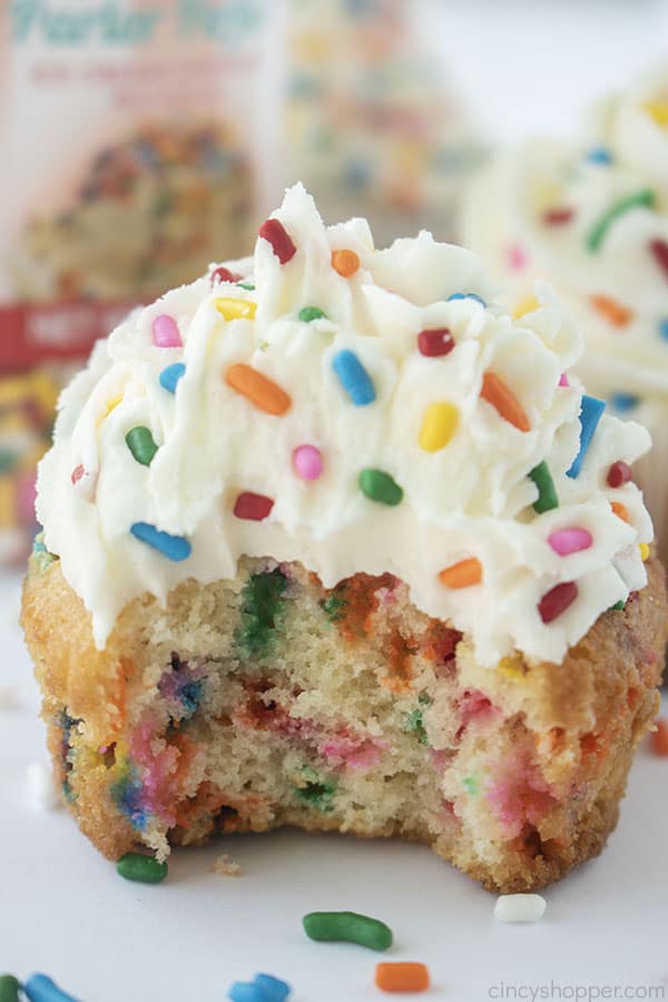 Homemade Funfetti cupcakes with jimmies