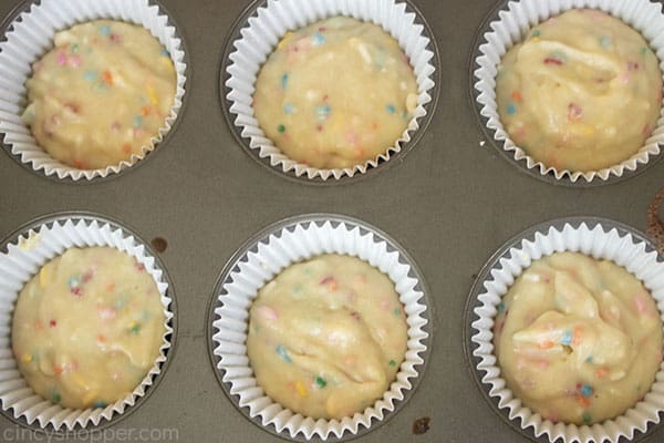 Funfetti cupcakes in liners