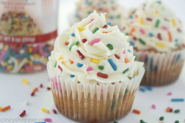 Homemade bithday cupcakes with sprinkles