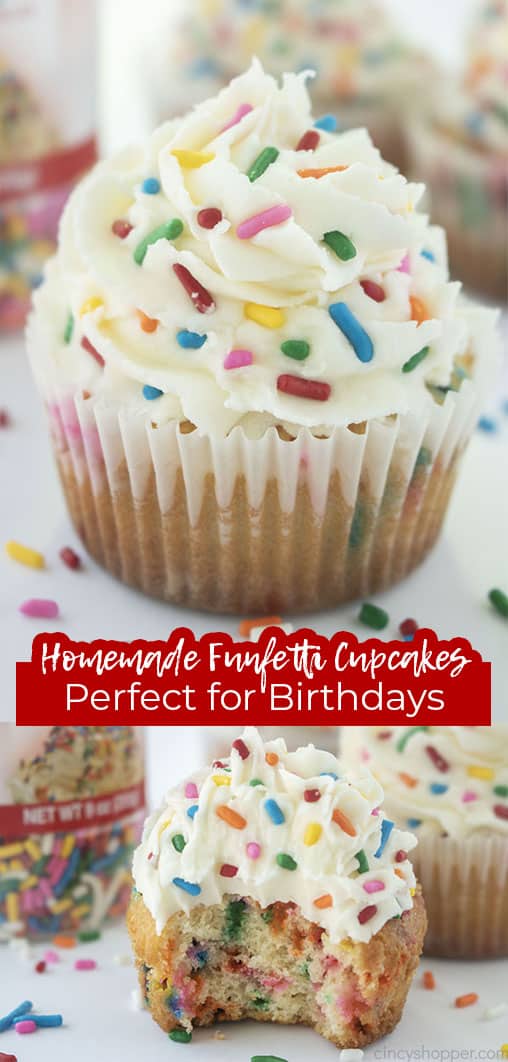 Long pin collage Homemade Funfetti Cupcakes Perfect for Birthdays