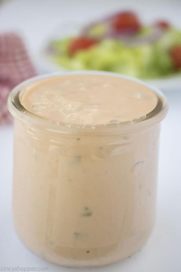 Homemade Thousand Island Dressing in a jar