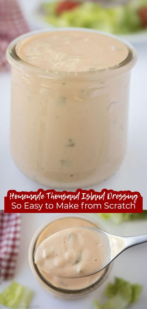 Long pin with text Homemade Thousand Island Dressing So Easy to Make from Scratch
