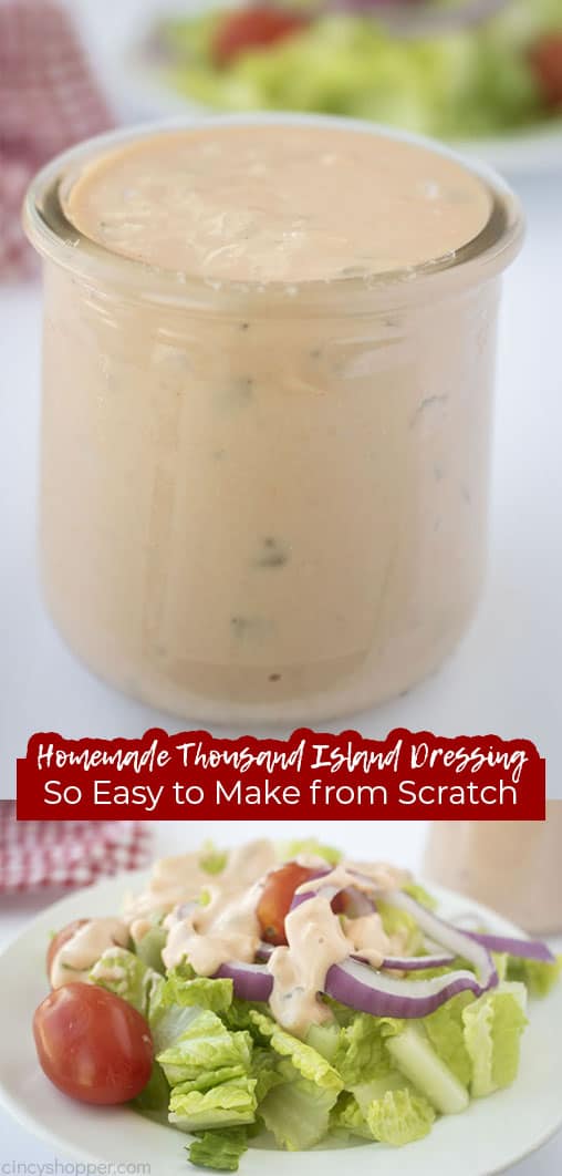 Long pin with text Homemade Thousand Island Dressing So Easy to Make from Scratch