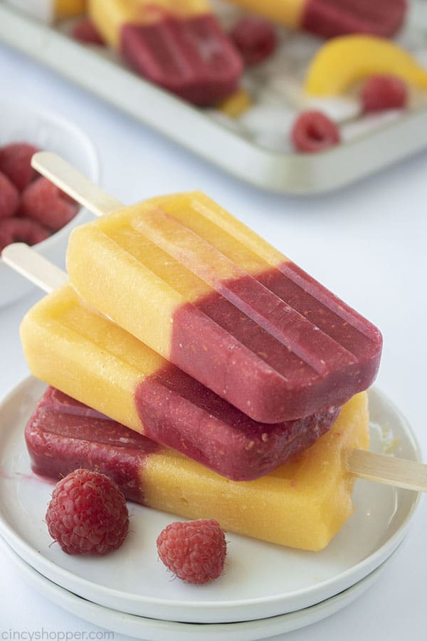 Stack of Raspberry Peach Popsicles 