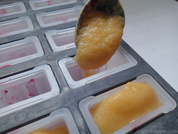 Peach added to popsicle mold