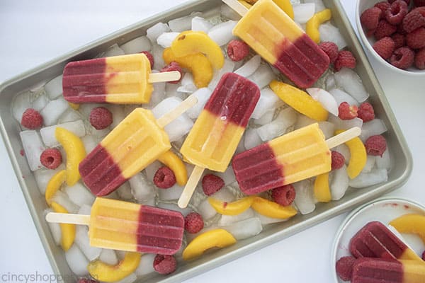 Raspberry Peach Popsicles • One Lovely Life