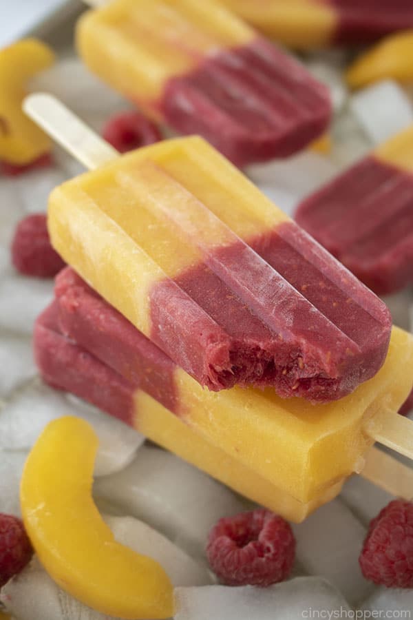 Raspberry Peach Popsicles • One Lovely Life