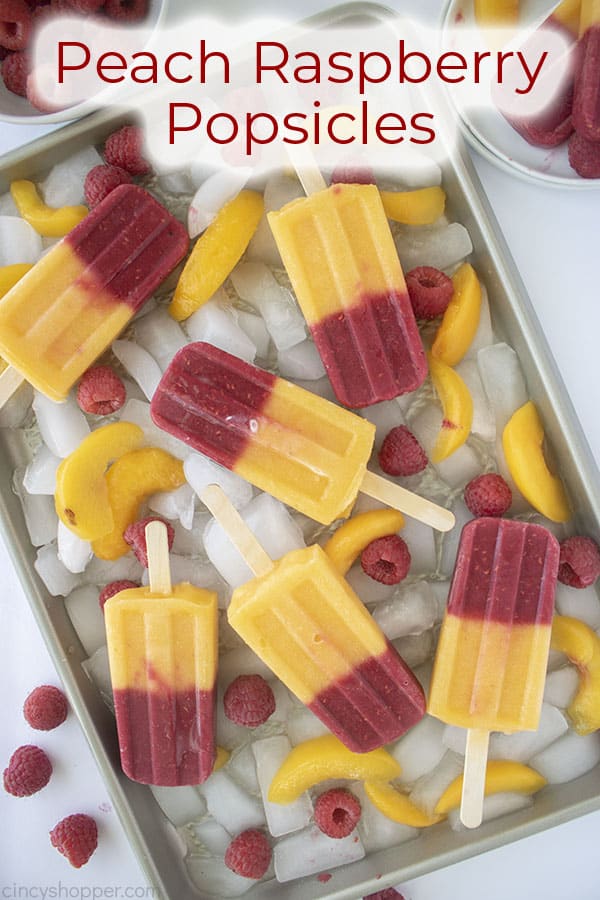 Text on image Peach Raspberry Popsicles