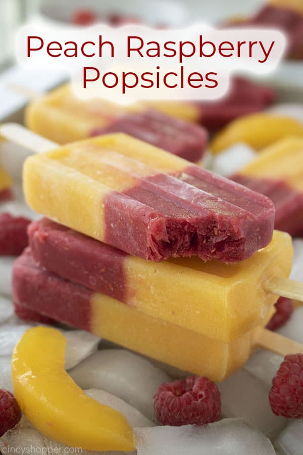 Text on image Peach Raspberry Popsicles