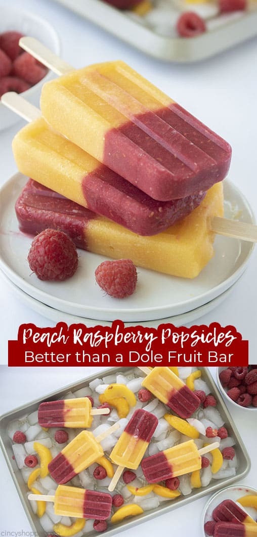 Long pin collage Peach Raspberry Popsicles Better than a Dole Fruit Bar