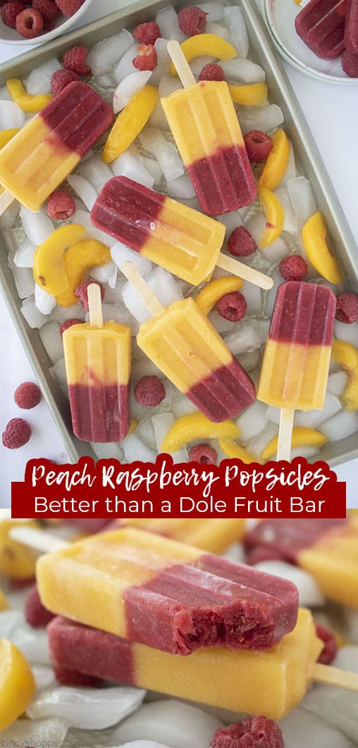 Long pin collage Peach Raspberry Popsicles Better than a Dole Fruit Bar