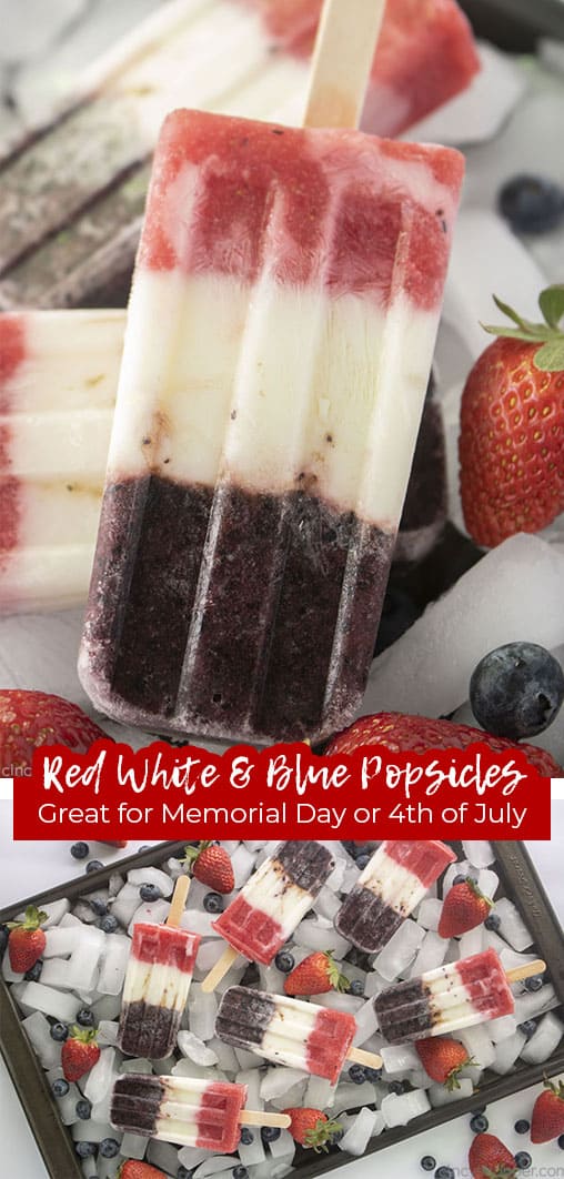 Long pin collage Red White and Blue Popsicles Great for Memorial Day or 4th of July