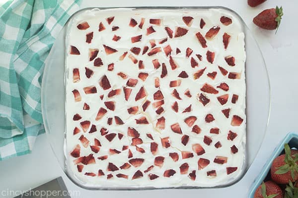 No bake strawberry dessert in dish