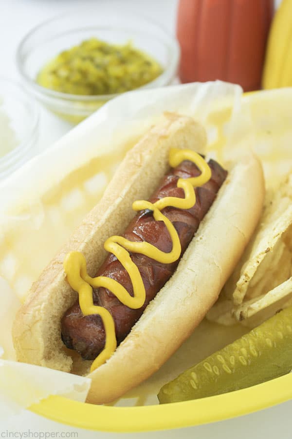 Air Fryer Hot Dogs in basket