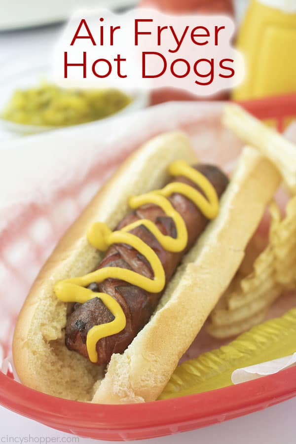 Text on image Air Fryer Hot Dogs