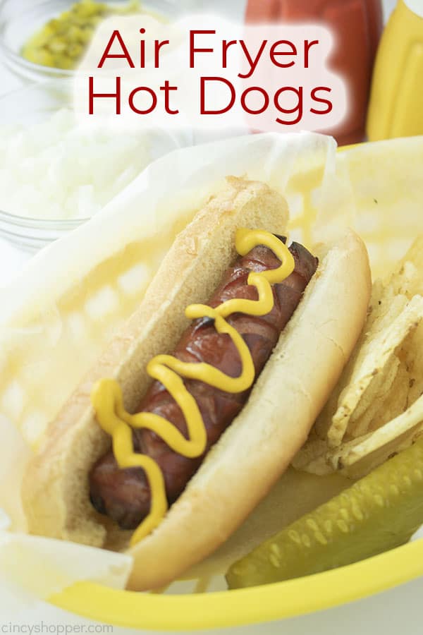 Text on image Air Fryer Hot Dogs
