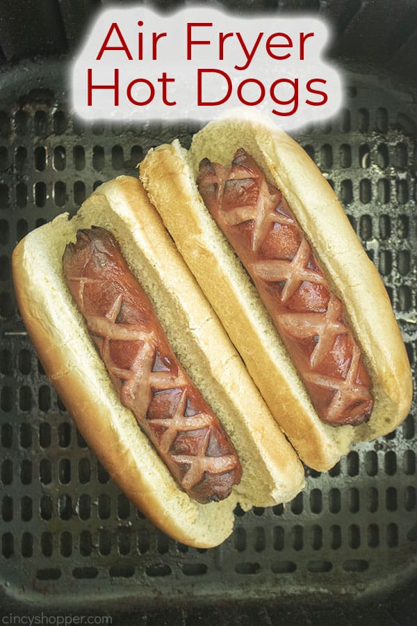 Text on image Air Fryer Hot Dogs