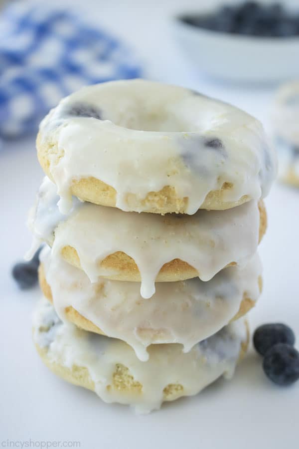 Baked Blueberry Donuts with glaze