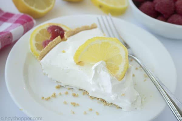 Slice of no bake lemonade pie