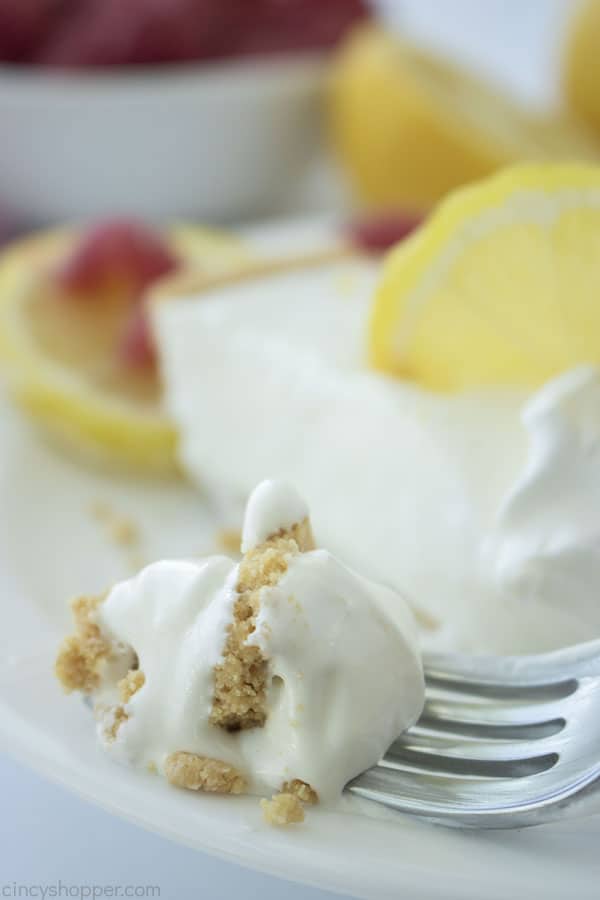 Icebox Lemon Pie on a fork