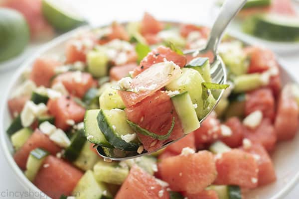 The best Watermelon salad on a spoon