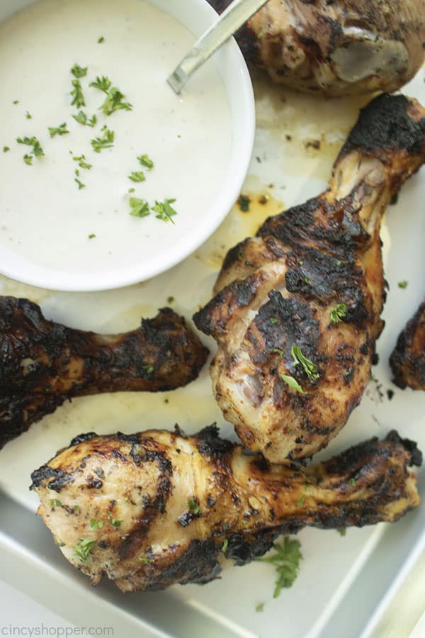 Ranch Grilled Chicken Legs on a pan