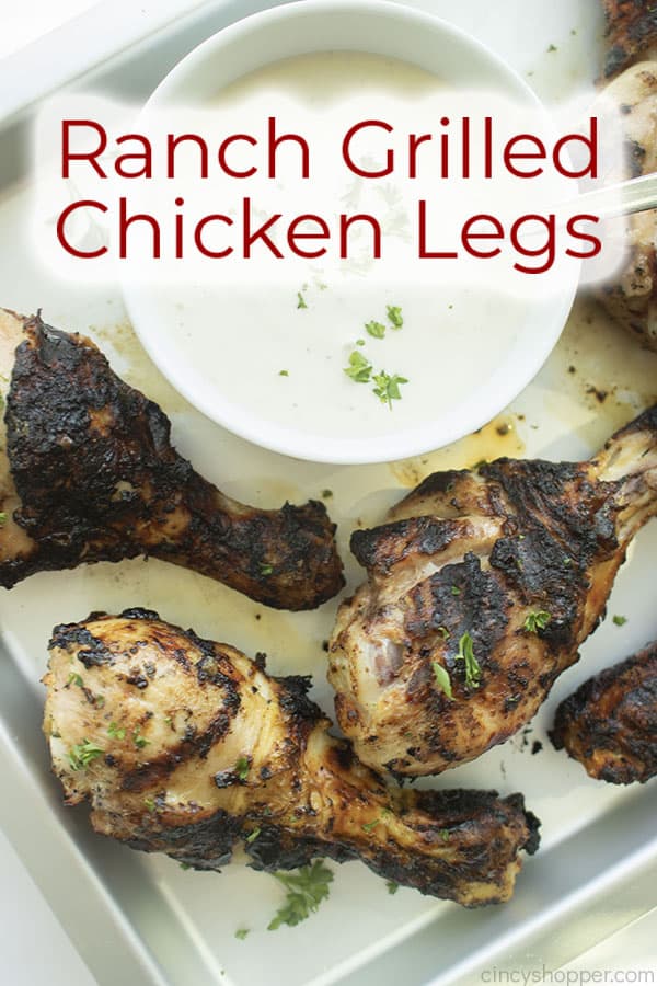 Text on image Ranch Grilled Chicken Legs