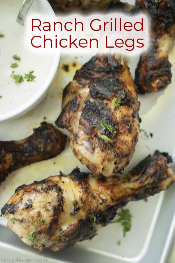 Text on image Ranch Grilled Chicken Legs