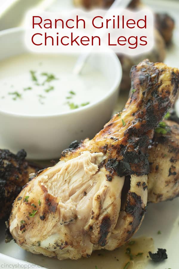 Text on image Ranch Grilled Chicken Legs