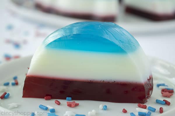 Red white and blue dessert with jello