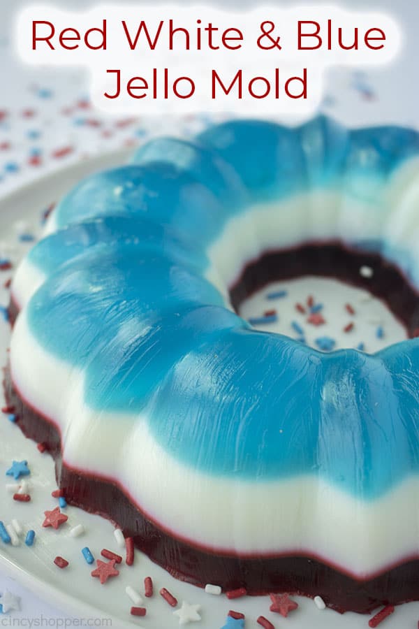 Text on image Red White & Blue Jello Mold