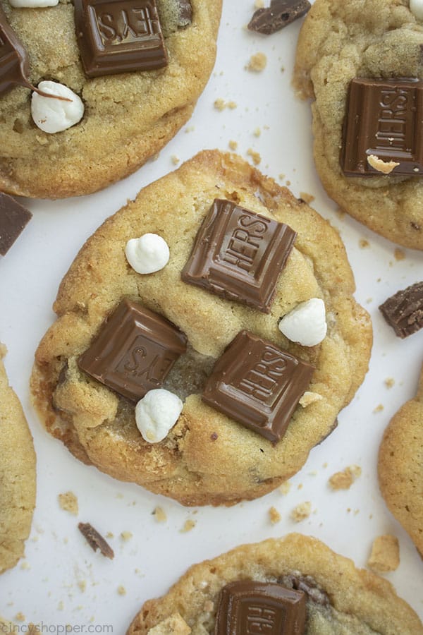 S'mores Cookies with marshmallows and chocolate