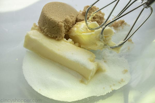 Wet cookie ingredients in a bowl