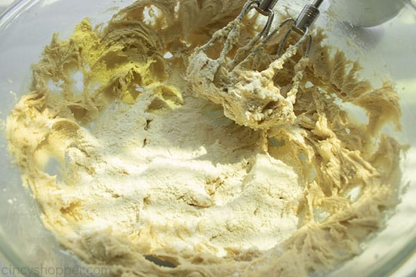 Dry ingredients added to cookie dough