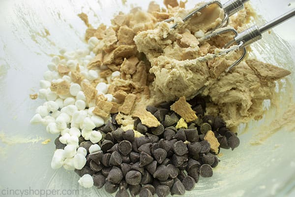 Smore mixings added to the cookie dough