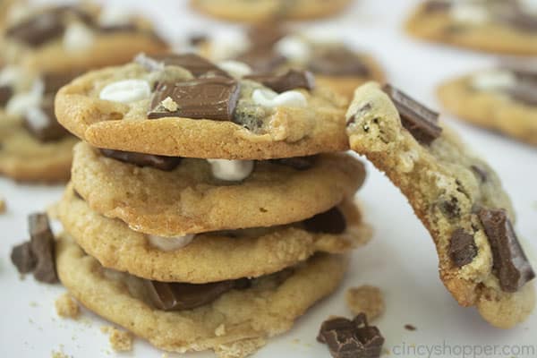Bite from soft S'mores Cookies