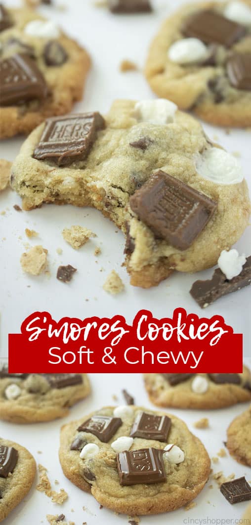 Long pin with text S'mores Cookies Soft & Chewy