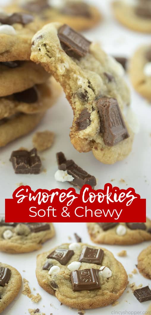 Long pin with text S'mores Cookies Soft & Chewy