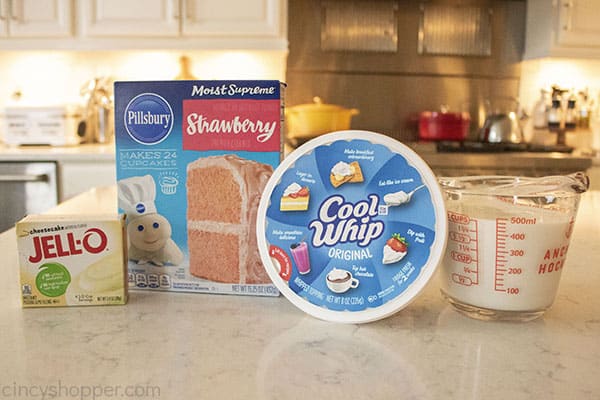 Ingredients for Strawberry poke cake