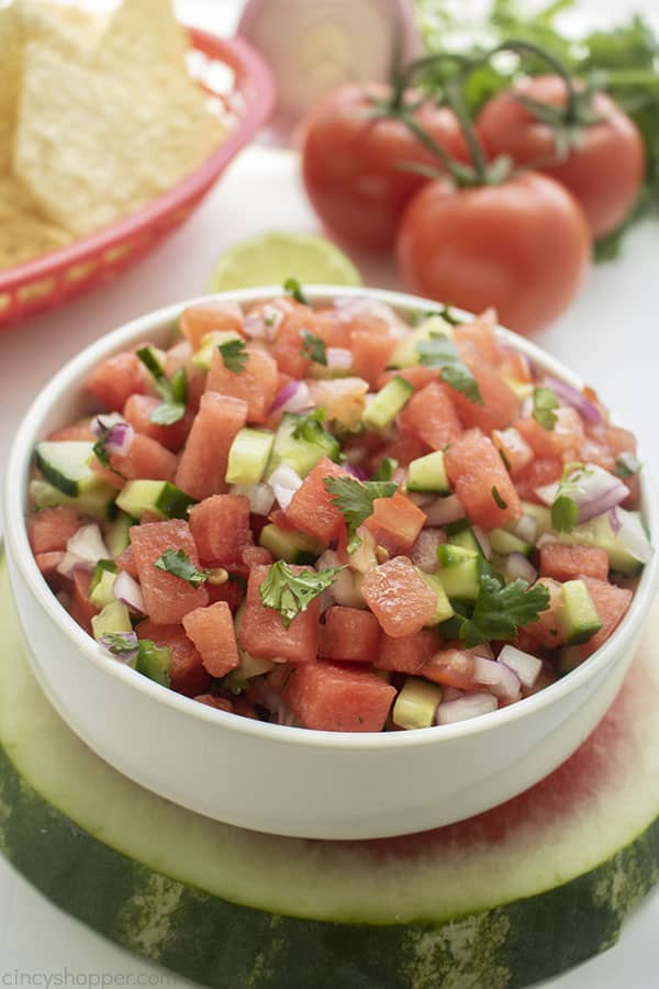 Watermelon salsa in a bowl