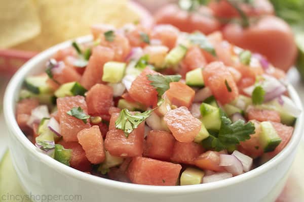 Chunky watermelon salsa in a bowl