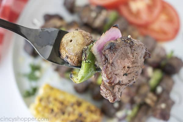 Steak Kebabs on a fork